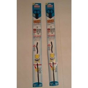 DRAIN ROOTER SNAKES Clog Remover Hair Removal Easy To Use -2 PACK- 18" Reach